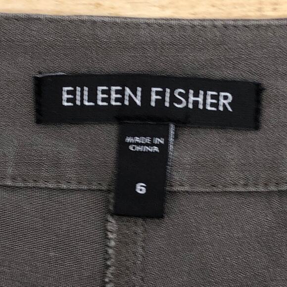 Eileen Fisher Womens Size 6 Pants Silk Cotton Stretch Side Zip Ankle Gray - Picture 9 of 13